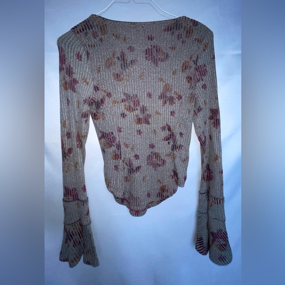 Free People - Floral Ribbed Long Sleeve Top - Picture 3 of 5